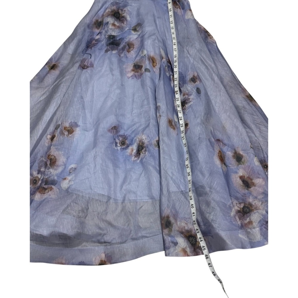 Zimmermann Hypnotic Picnic Lilac Poppy Floral Linen Silk Midi Dress Size 2 - Picture 9 of 12